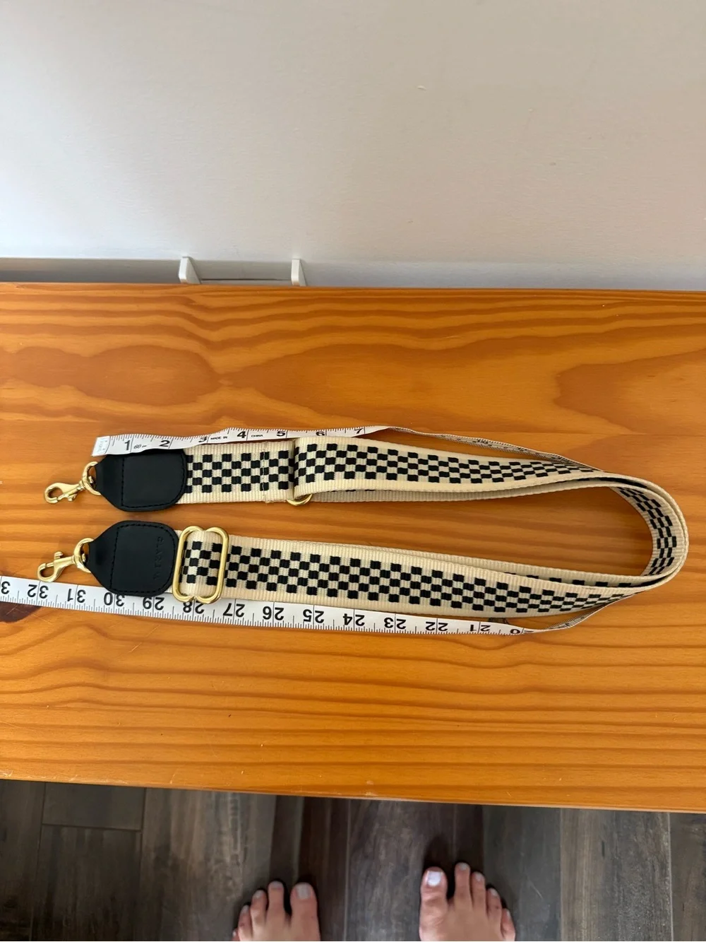 Clare V Black and White Checker Adjustable Strap - Picture 2 of 5